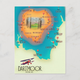 Dartmoor Nationalpark Karte Reiseplakat