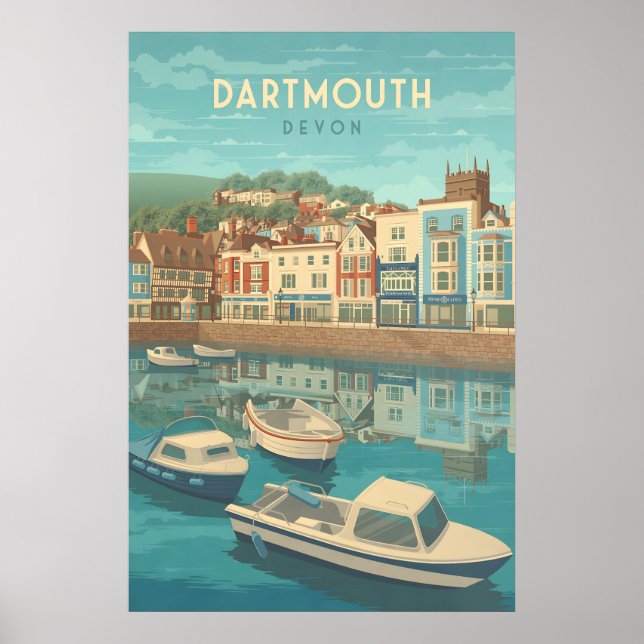 Dartmouth Devon Seebad Reiseplakat Poster (Vorne)
