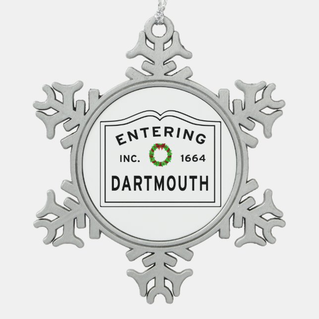 Dartmouth MA Schneeflocken Zinn-Ornament (Vorderseite)