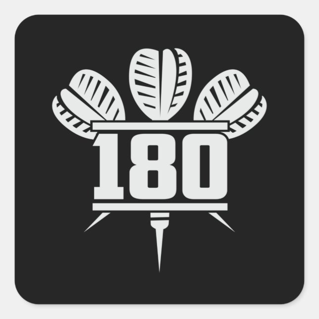 Darts 180 Dart Dartboard Bullseye Arrow Funny Gift Quadratischer Aufkleber (Vorderseite)