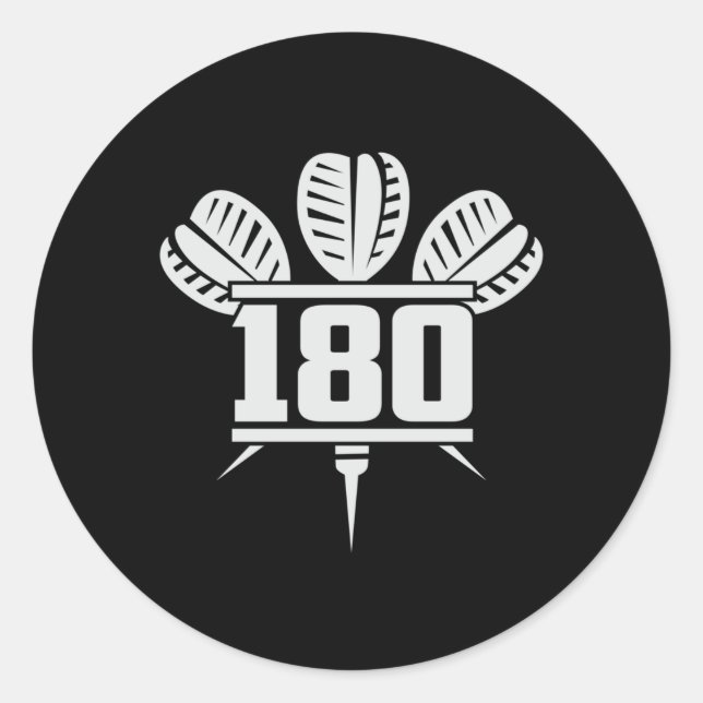 Darts 180 Dart Dartboard Bullseye Arrow Funny Gift Runder Aufkleber (Vorderseite)