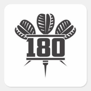 Darts 180 Dart Dartboard Bullseye Arrow Geschenkid Quadratischer Aufkleber