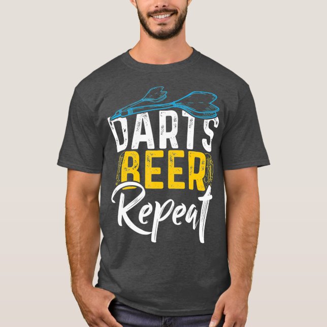 Darts Beer Repeat Funny Dart Player T-Shirt (Vorderseite)