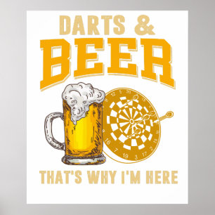 Darts Bier Lustiges T-Shirt für Dart Spieler Poster