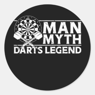 Darts Board Vater Vater Vintag Retro Man Myth Runder Aufkleber