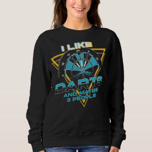 Darts Board Vintag Retro 80er 90s Ich mag Darts un Sweatshirt