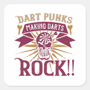 Darts - Dart Punks macht Darts Rock! Quadratischer Aufkleber