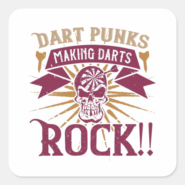Darts - Dart Punks macht Darts Rock! Quadratischer Aufkleber (Vorderseite)