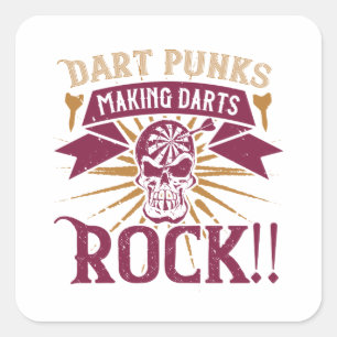 Darts - Dart Punks macht Darts Rock! Quadratischer Aufkleber