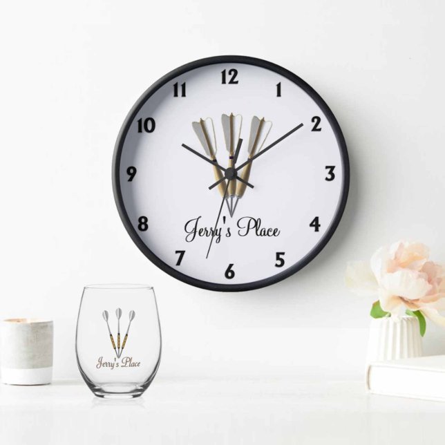Darts Design Black Numbers Uhr (Von Creator hochgeladen)