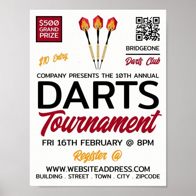 Darts Design, Darts Tournament Werbung Poster (Vorne)