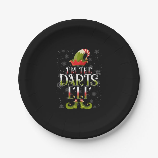 Darts Elf Christmas Pappteller (Vorderseite)