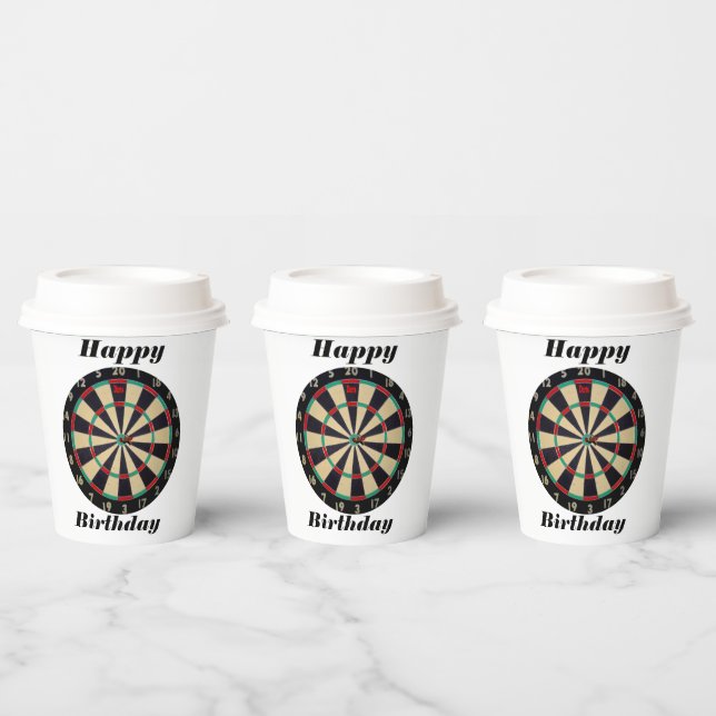 Darts Happy Birthday, Paper Cups Pappbecher (Multi)
