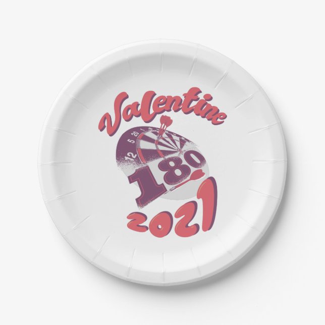Darts ist mein Valentine 2021 Pappteller (Vorderseite)