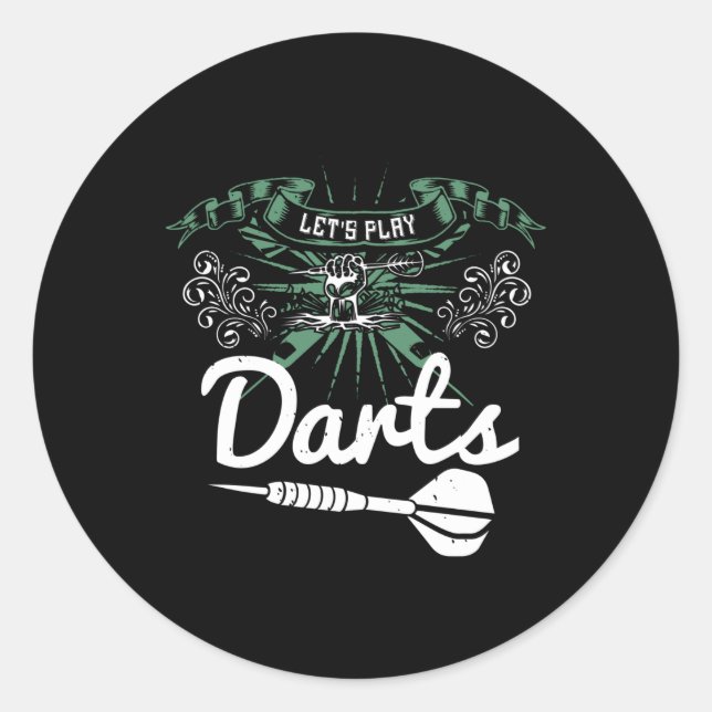 Darts - Lasst uns Darts spielen Runder Aufkleber (Vorderseite)
