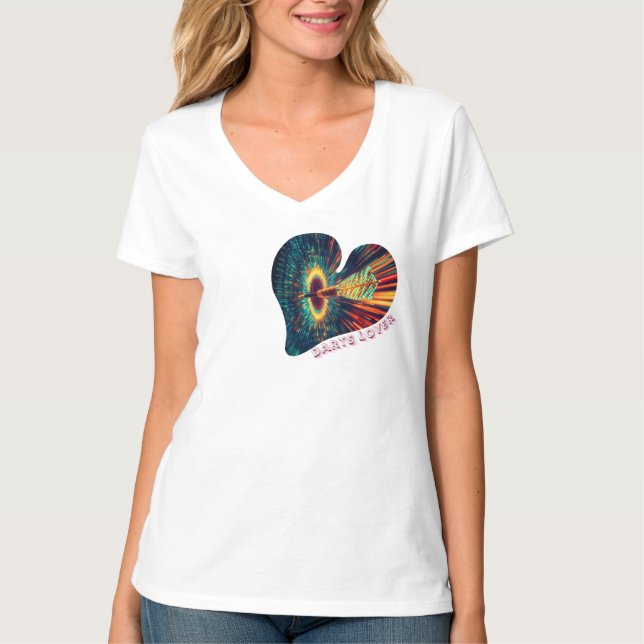 Darts Lover Neon Pop Love & Genauigkeit T-Shirt (Vorderseite)