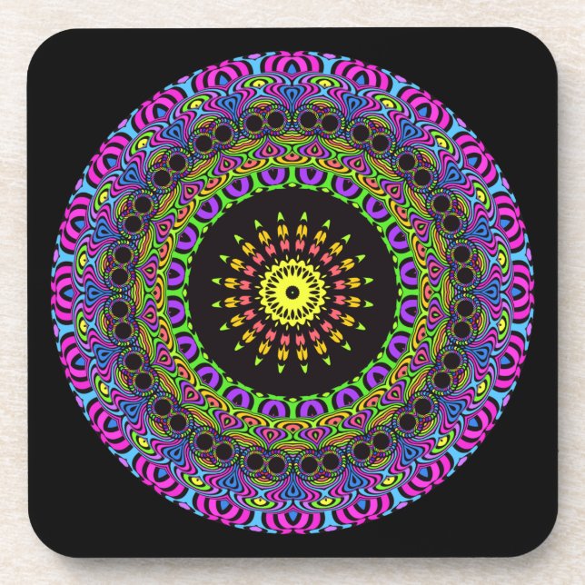 Darts Mandala - Neon 2 Getränkeuntersetzer (Vorderseite)