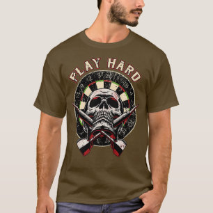 Darts-Shirt-Play-Hard-Skull-Pfeil-Dartboard T-Shirt