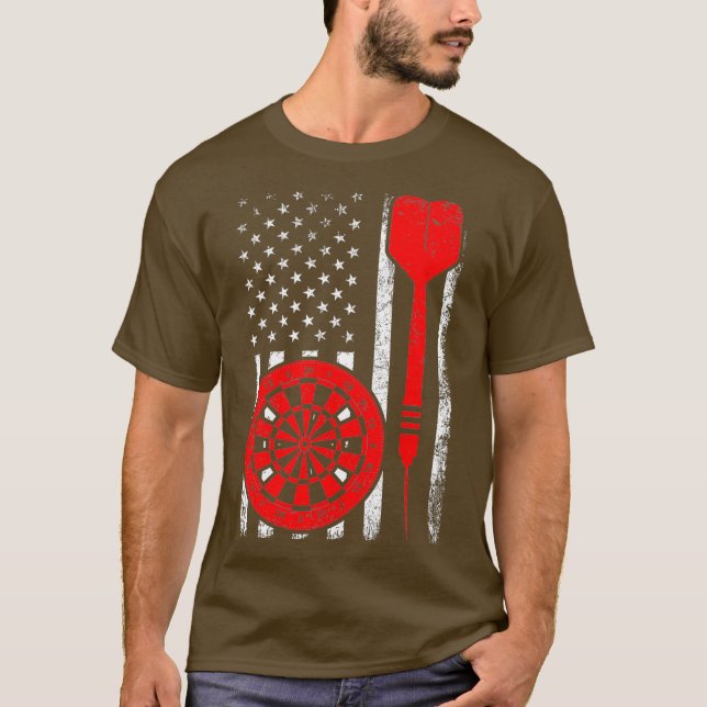 Darts Sports Lover American Flag Darts 4th of T-Shirt (Vorderseite)