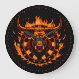 Dartscheibe Feuer Stier Bulle Spezialdesign Große Wanduhr