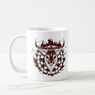 Dartscheibe Feuer Stier Bulle Spezialdesign Kaffeetasse