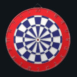 Dartscheibe: Weiß, Marine-Blau und Rot Dartscheibe<br><div class="desc">Weiß,  Marine-Blau und Rot farbiges Dartscheibe-Spiel einschließlich 6 Messingpfeile</div>