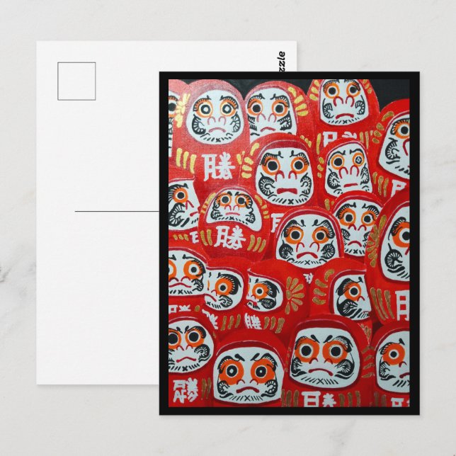 Daruma Dolls Gemälde von Alfred Fox Collvable Postkarte (Vorne/Hinten)