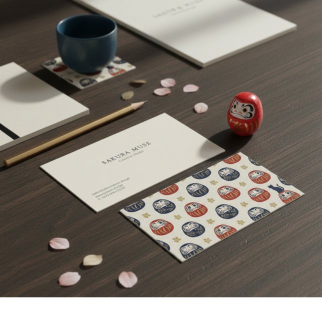 Daruma & Hidden Cat Business Cards Visitenkarte (Von Creator hochgeladen)