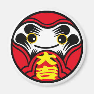 Daruma Puppe bringt "Great viel Glück" (大 吉) Magnet