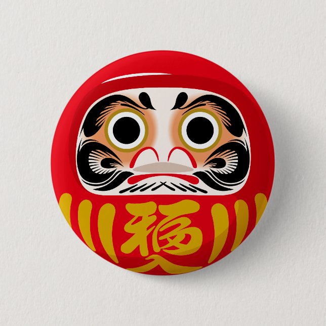 Daruma-Puppe (traditioneller japanischer viel Glüc Button (Vorderseite)