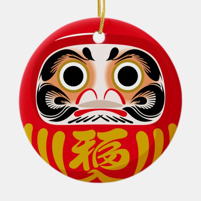 Daruma-Puppe (traditioneller japanischer viel Glüc Keramik Ornament (Vorne)