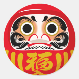 Daruma-Puppe (traditioneller japanischer viel Glüc Runder Aufkleber