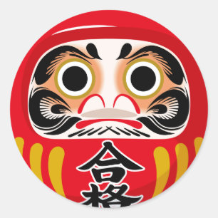 Daruma-Puppe (traditioneller japanischer viel Glüc Runder Aufkleber