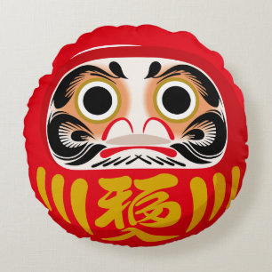 Daruma-Puppe (traditioneller japanischer viel Glüc Rundes Kissen