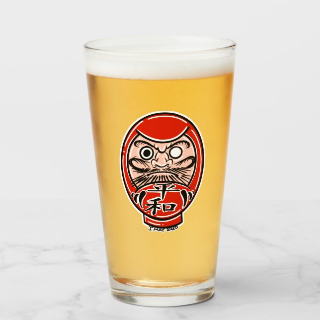 Daruma-Puppenkraft-Pint-Glas Glas (Vorne (Gefüllt))