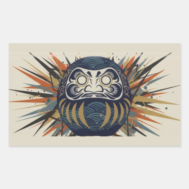 Daruma Skateboard – Japanese Ukiyo-e Inspired Art Rechteckiger Aufkleber (Vorderseite)