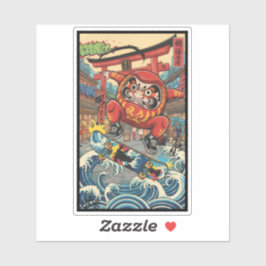 Daruma Skateboard – Japanese Ukiyo-e Street Art Aufkleber