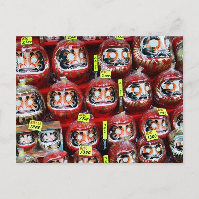 Daruma Viel Glück Dollars aus Japan Postkarte (Vorderseite)