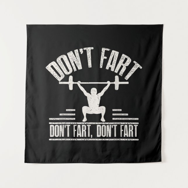 darunter Fart Funny Ness Gym Workout Weights Squat Wandteppich (Vorderseite)