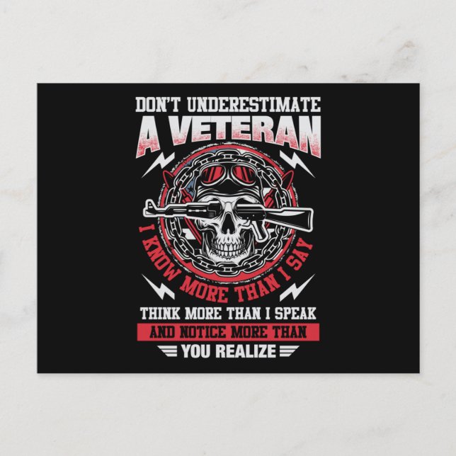 darunter Underestimate Veteran - US Postkarte (Vorderseite)