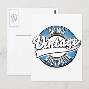Darwin Australien Vintage-Logo Postkarte