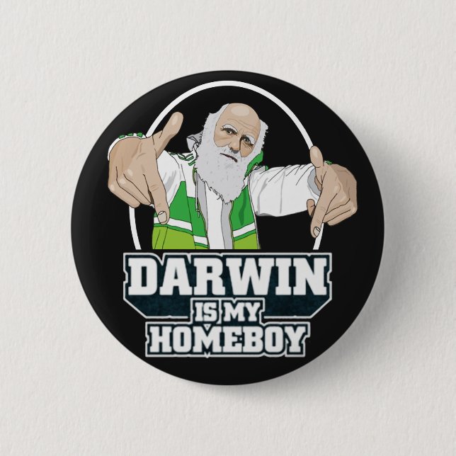 Darwin ist mein Homeboy (farbenreich) Button (Vorderseite)