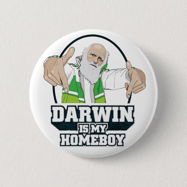 Darwin ist mein Homeboy (farbenreich) Button (Vorderseite)