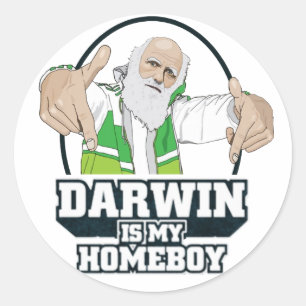 Darwin ist mein Homeboy (farbenreich) Runder Aufkleber