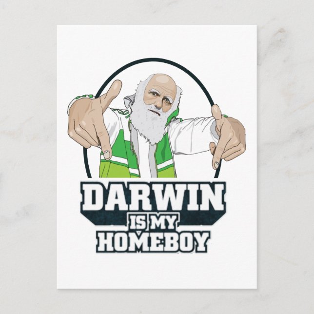 Darwin ist meine Hausfrau (Vollfarbe) Postkarte (Vorderseite)