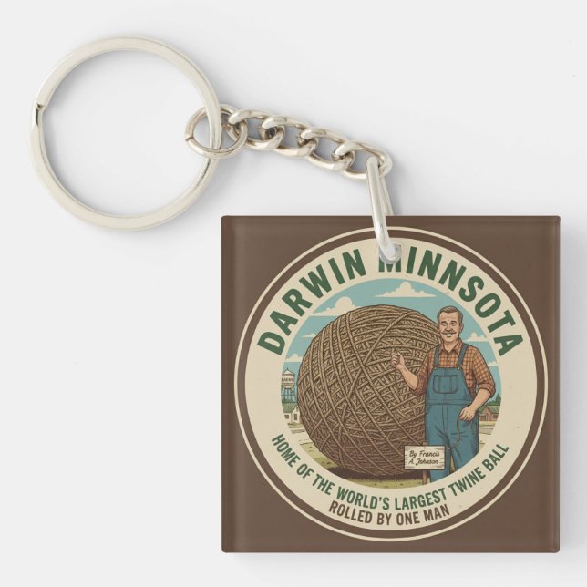 Darwin, Minnesota Twine Ball Coaster Keychain Schlüsselanhänger (Vorderseite)
