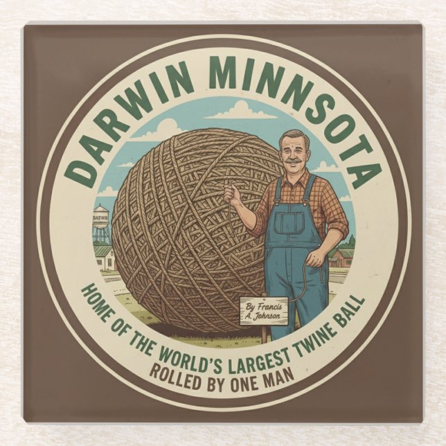 Darwin, Minnesota Twine Ball Coaster Souvenir Gift Glasuntersetzer (Vorderseite)