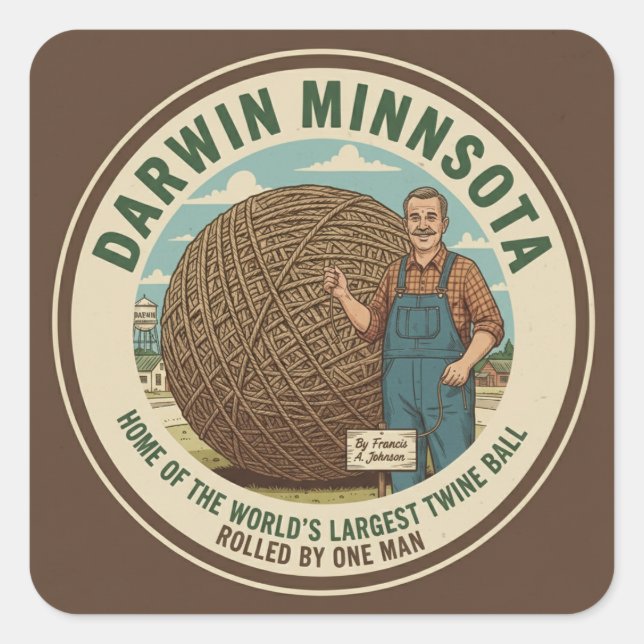 Darwin, Minnesota Twine Ball Souvenir Stickers (Vorderseite)