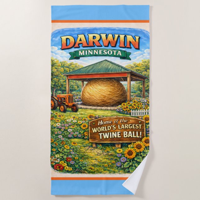 Darwin, MN Minnesota Ball of Twine Strandtuch (Vorderseite)