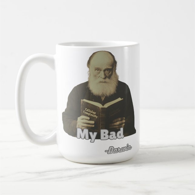 Darwin “My Bad!” Tasse - Evolutionärer Humor  (Links)